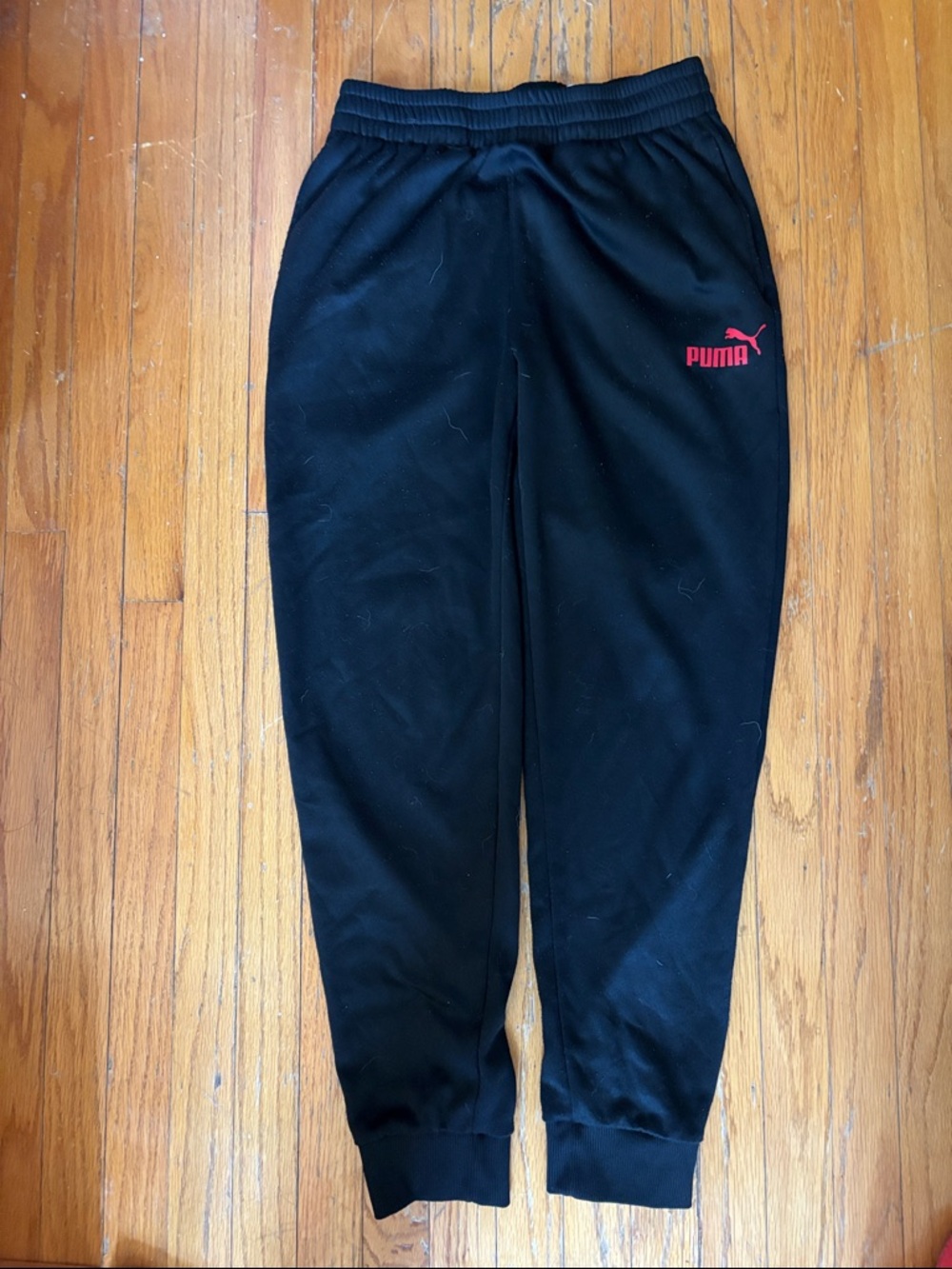Puma Black Sweat Joggers with Pink Logo